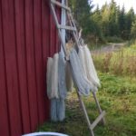Langanvärjäyskurssilla värjättyjä lankoja
